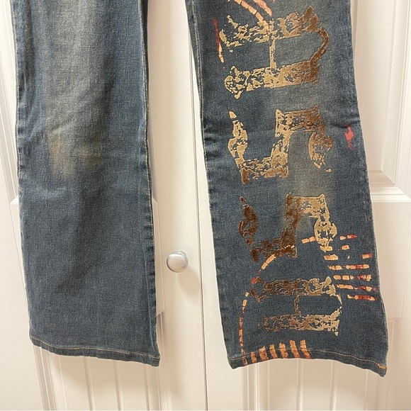 AMNS Jean's Original Amnesia Y2K Dirty Wash Mid Rise Flared Jean - Picture 4 of 16